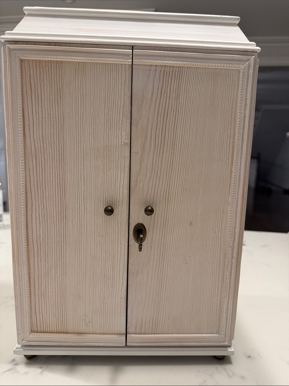 Pottery Barn White Wood Jewelry Storage Cabinet Armoire.